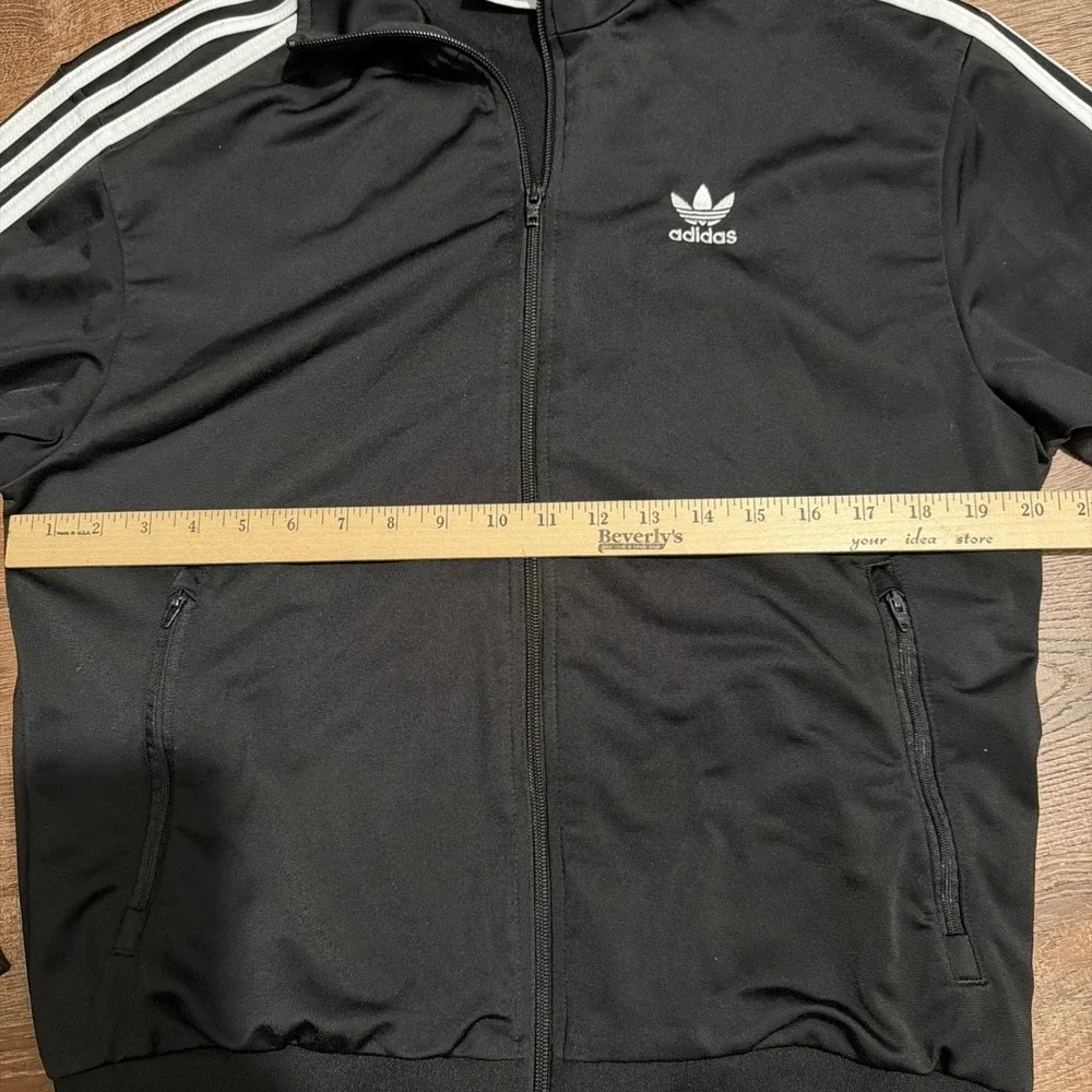 Adidas Three Stripe Black Track Jacket Mens Medium Trefoil Zip Up Activewear